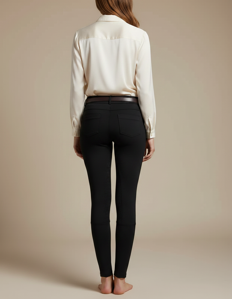Pantalon Noir Équitation Silicone Ajusté Femme Sport - Polyester - vue 2