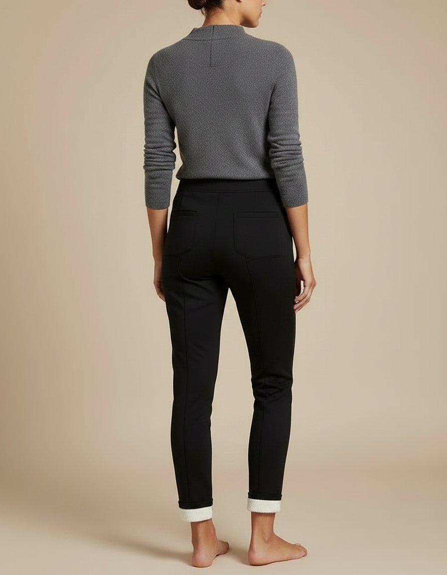 Pantalon Noir Doublé Polaire Slim Chaud Femme - Molleton - vue 2