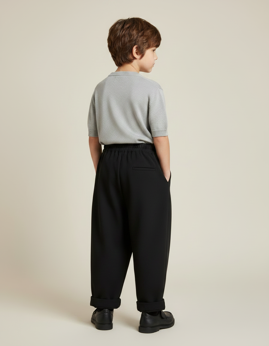Pantalon Noir Ample Asymétrique Garçon Décontracté - Gabardine - vue 2