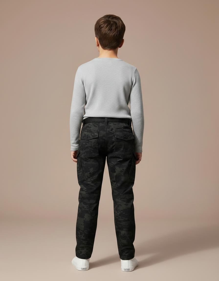 Pantalon Noir Camouflage Multi-Poches Tactique Enfant - Multicolore Toile - vue 2