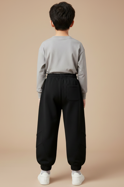Pantalon Noir Ample Sport Décontracté Cordon Garçon - Molleton - vue 2