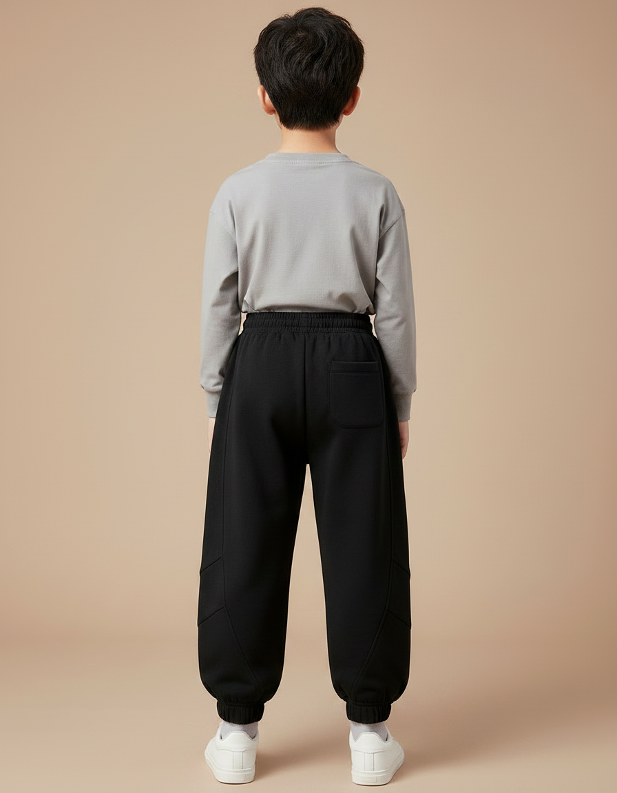 Pantalon Noir Ample Sport Décontracté Cordon Garçon - Molleton - vue 2