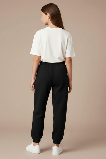 Pantalon Noir Ample Molleton Enfant Décontracté - vue 2