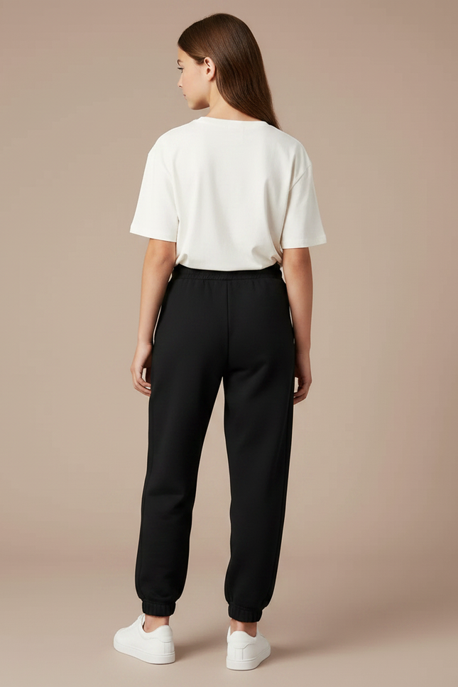 Pantalon Noir Ample Molleton Enfant Décontracté - vue 2