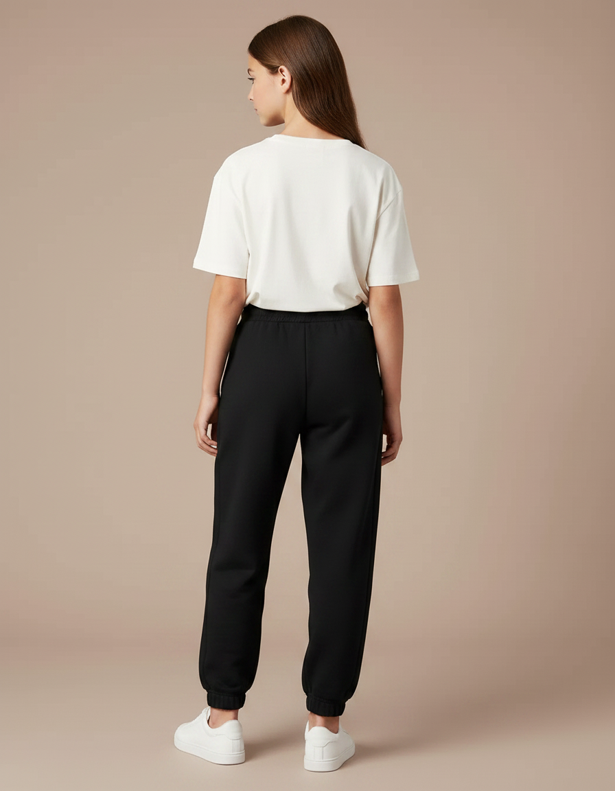 Pantalon Noir Ample Molleton Enfant Décontracté - vue 2