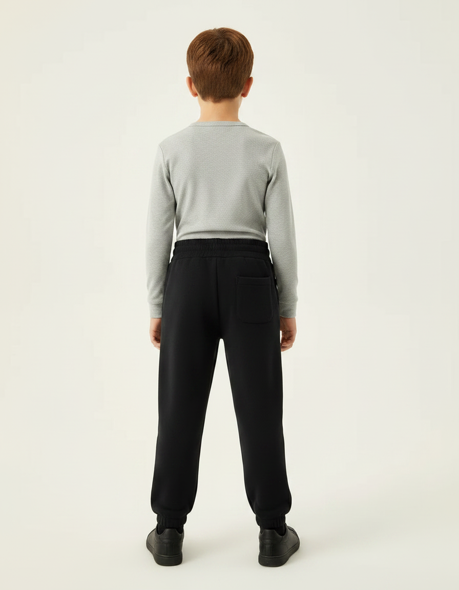 Pantalon Noir Molletonné Chaud Confortable Décontracté Jogging - vue 2