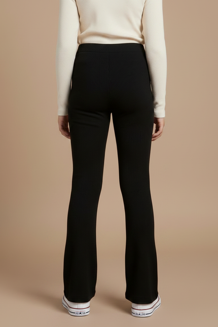 Pantalon Noir Évasé Côtelé Confortable Enfant - Maille - vue 2