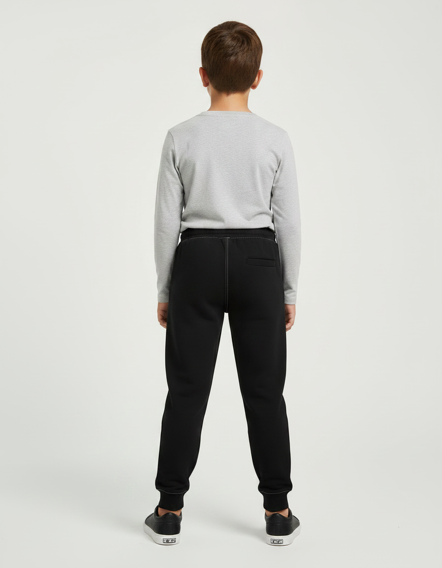 Pantalon Noir Jogging Garçon Confortable Sport Décontracté - Molleton - vue 2
