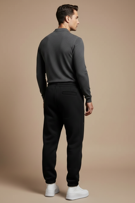 Pantalon Noir Jogger Homme Sport Décontracté Cordon - Molleton - vue 2