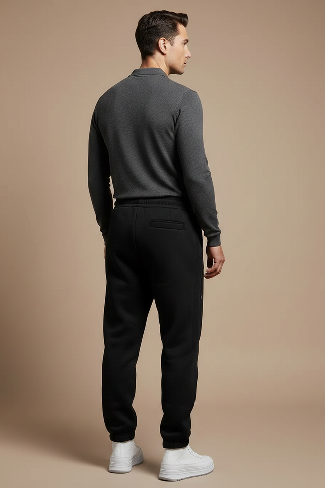 Pantalon Noir Jogger Homme Sport Décontracté Cordon - Molleton - vue 2