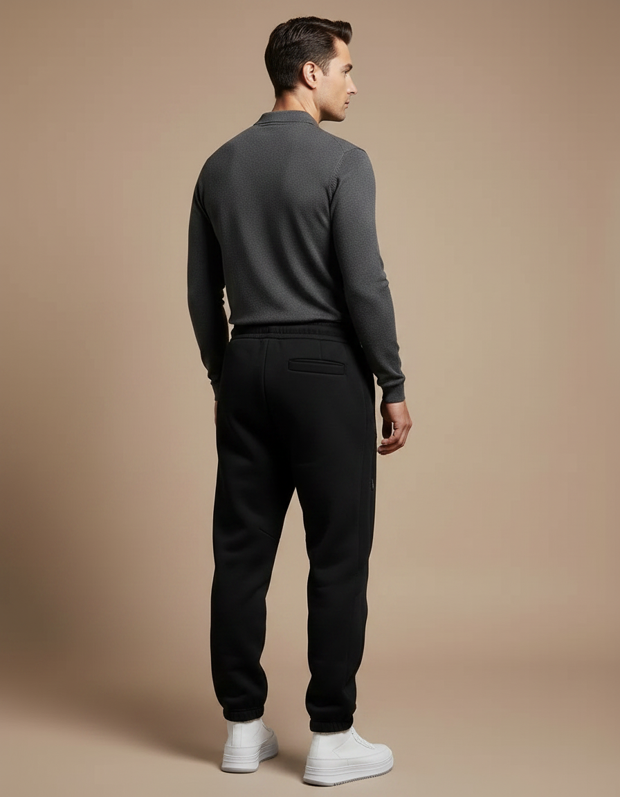 Pantalon Noir Jogger Homme Sport Décontracté Cordon - Molleton - vue 2