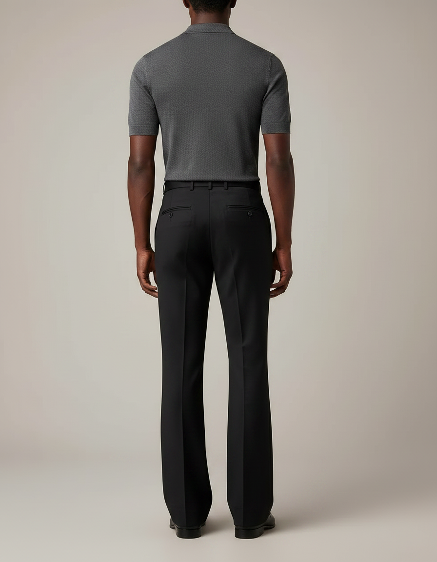 Pantalon Patte D'éléphant Noir Homme - Gabardine - vue 2
