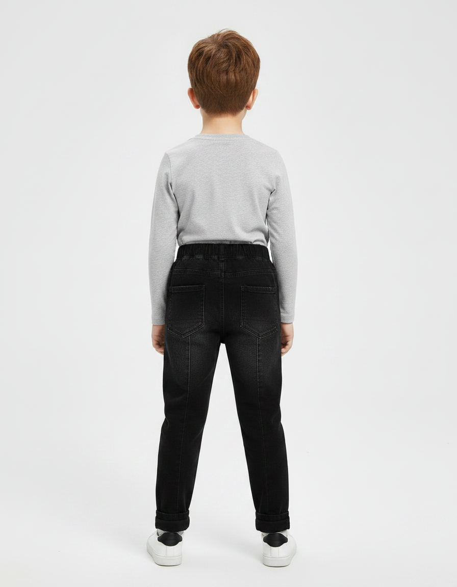 Pantalon Noir Garçon Patchs Imprimés Déchirés Slim Denim - Jean - vue 2