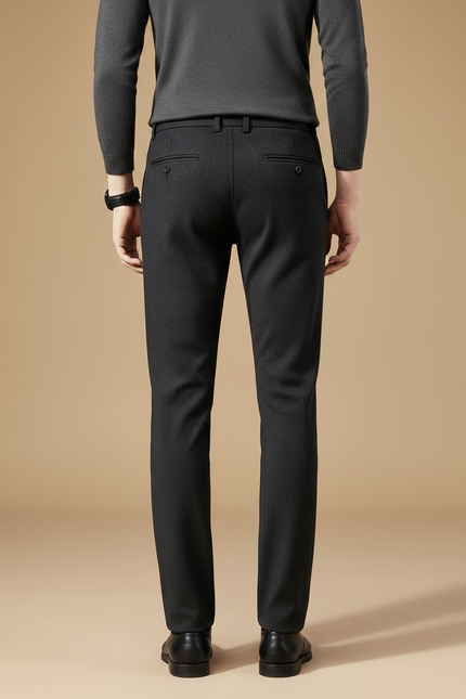 Pantalon Noir Homme Droit Élégant Décontracté Hiver - Laine - vue 2