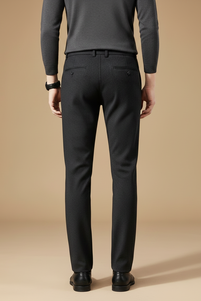 Pantalon Noir Homme Droit Élégant Décontracté Hiver - Laine - vue 2