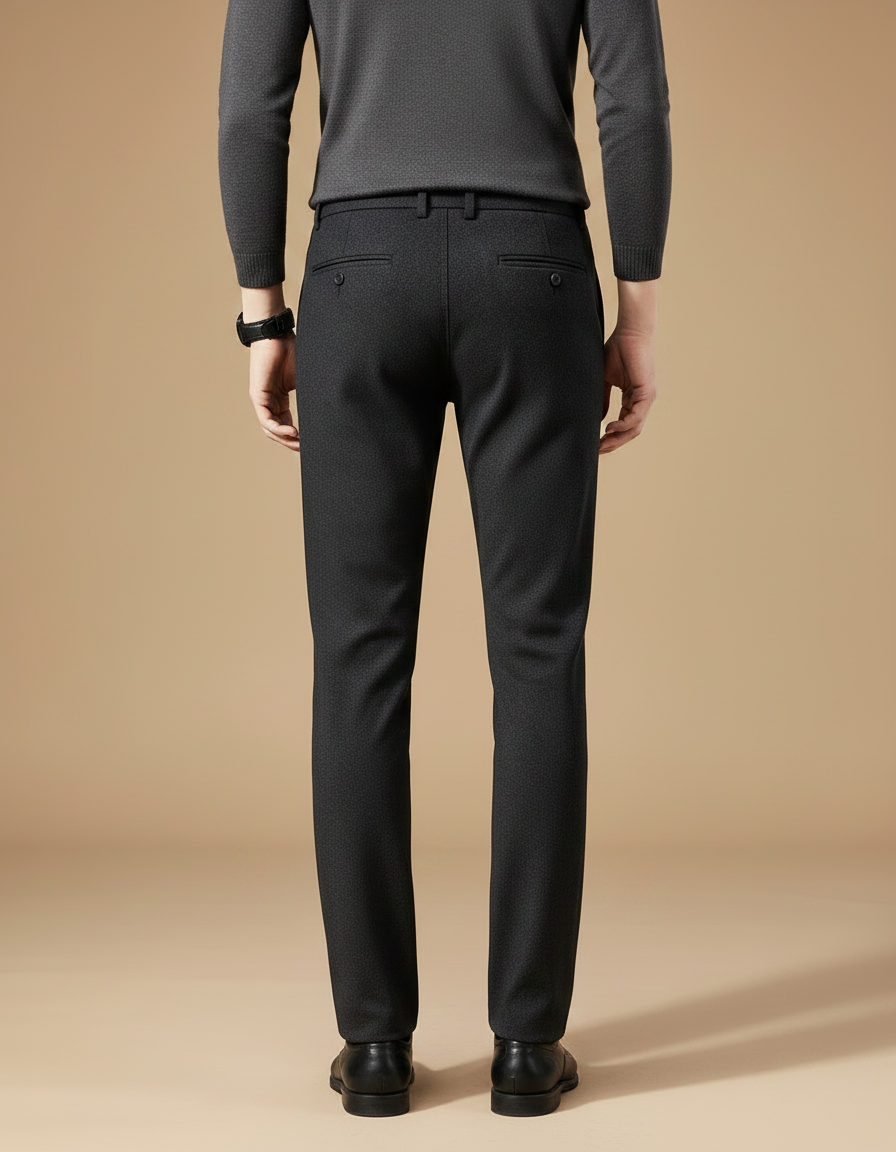 Pantalon Noir Homme Droit Élégant Décontracté Hiver - Laine - vue 2
