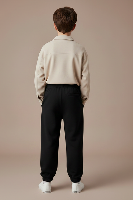 Pantalon Noir Ample Sport Décontracté Cordon Enfant - Molleton - vue 2