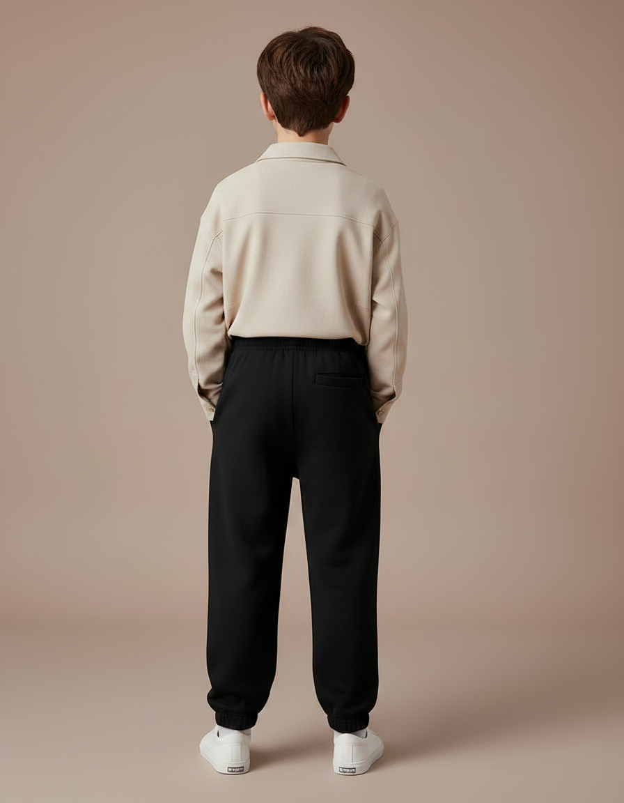 Pantalon Noir Ample Sport Décontracté Cordon Enfant - Molleton - vue 2