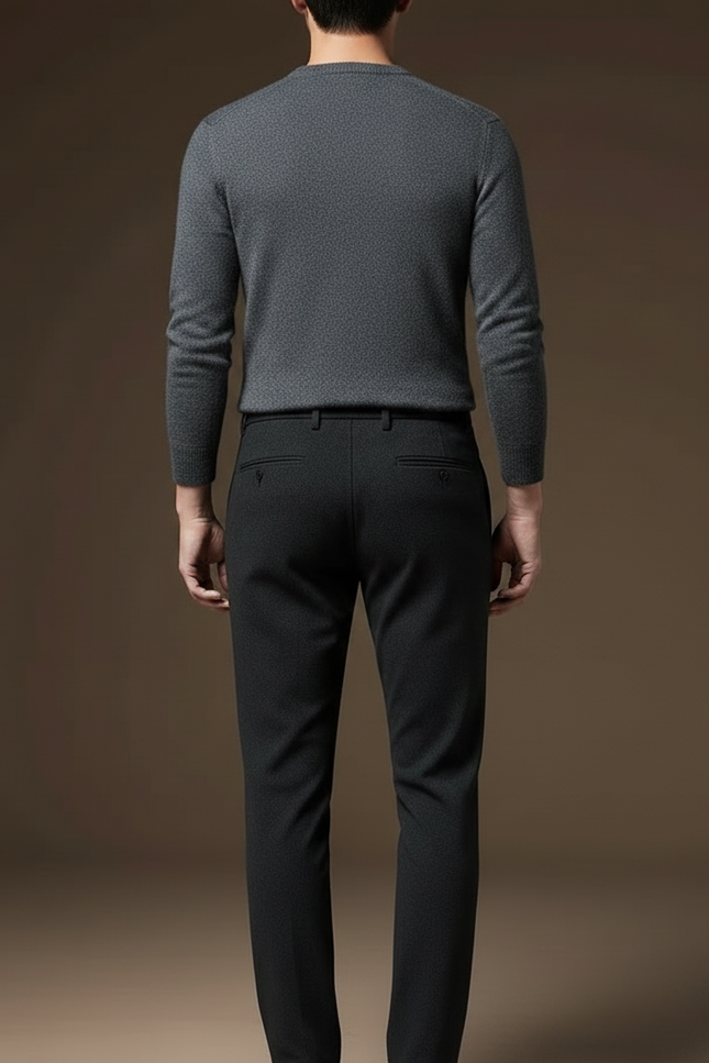 Pantalon Noir Homme Slim Droit Élégant Classique - Gabardine - vue 2