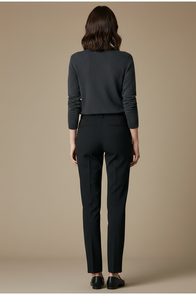 Pantalon Noir Femme Coupe Droite Élégant Chic Formel - Gabardine - vue 2