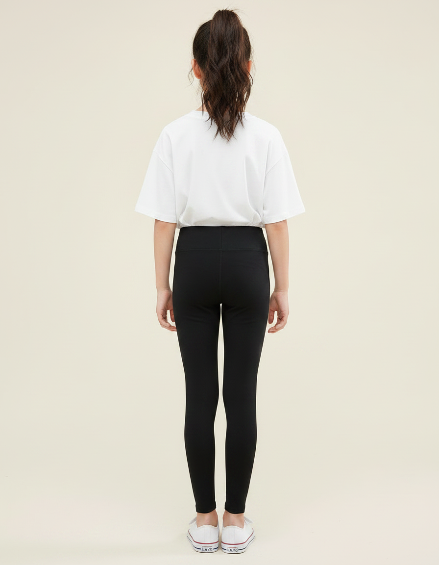 Pantalon Noir Legging Coton Spandex Enfant Sport - vue 2