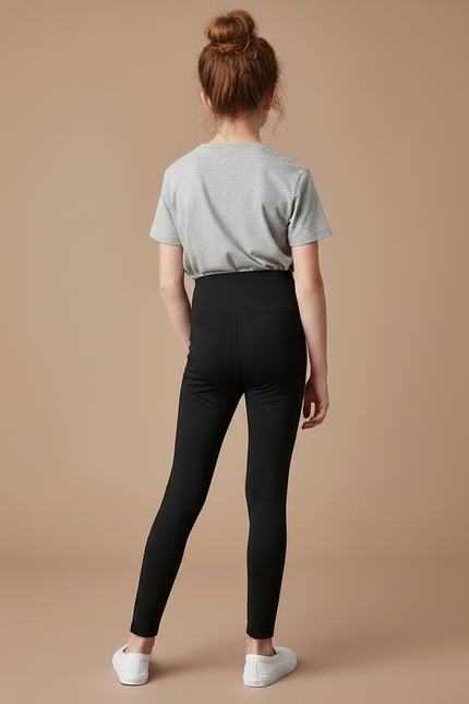 Pantalon Noir Legging Ajusté Confortable Élastique Fille - Polyester - vue 2