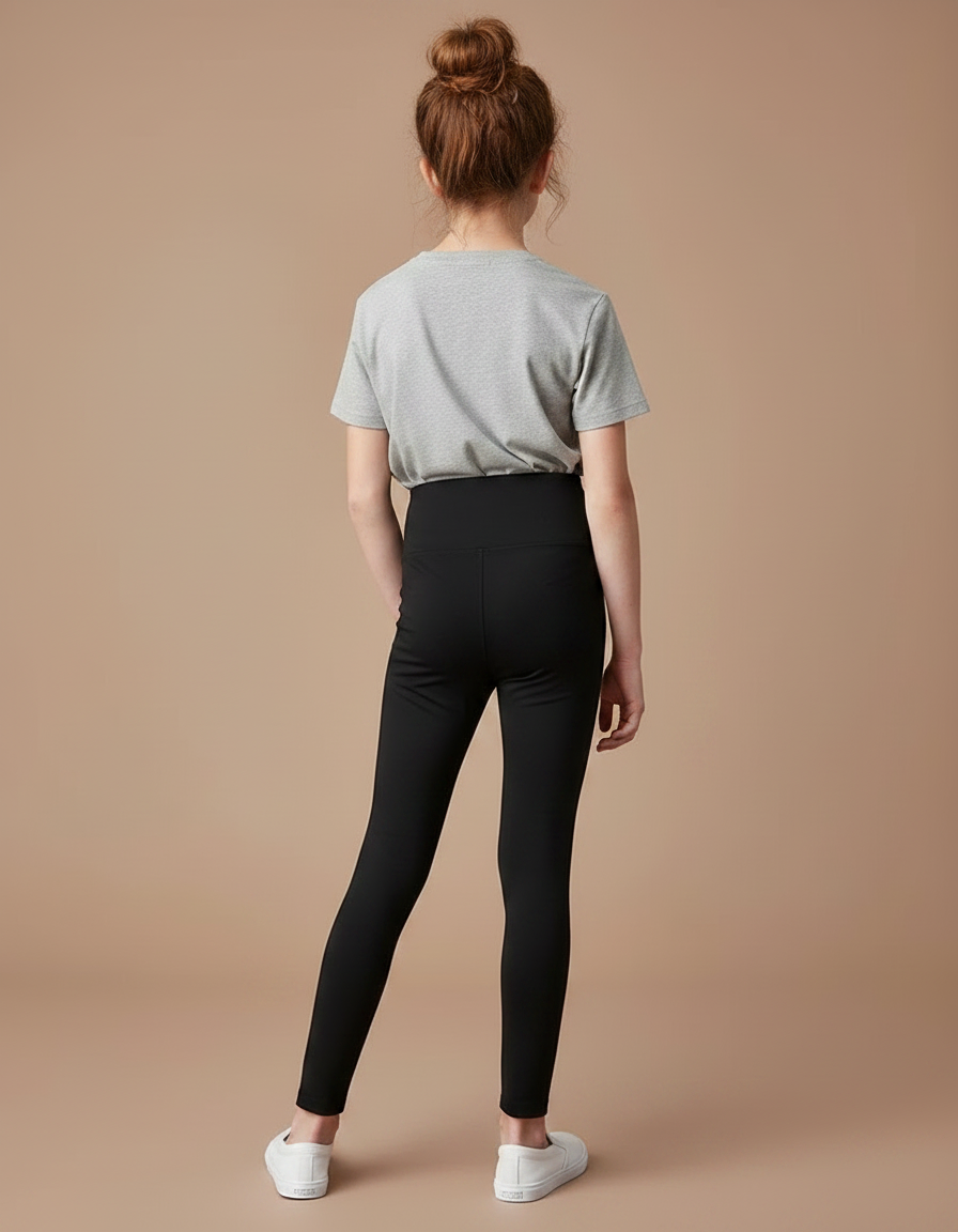 Pantalon Noir Legging Ajusté Confortable Élastique Fille - Polyester - vue 2