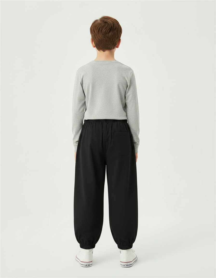Pantalon Noir Ample Cargo Enfant Décontracté - Polyester - vue 2