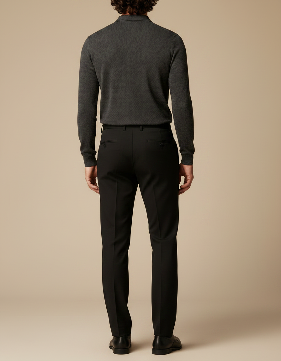 Pantalon Noir Homme Habillé Slim Stretch Élégant - Gabardine - vue 2
