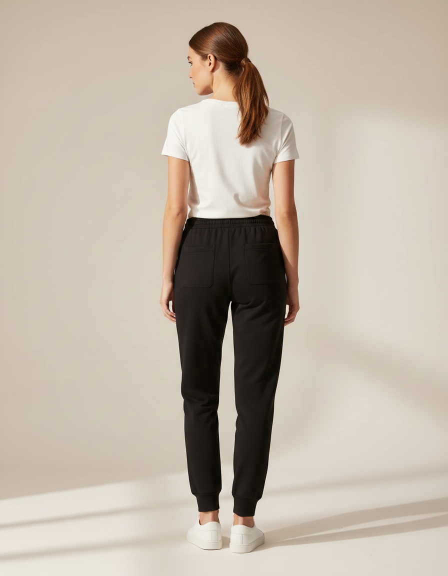 Pantalon Noir Jogging Molletonné Sport Décontracté PARIS - vue 2