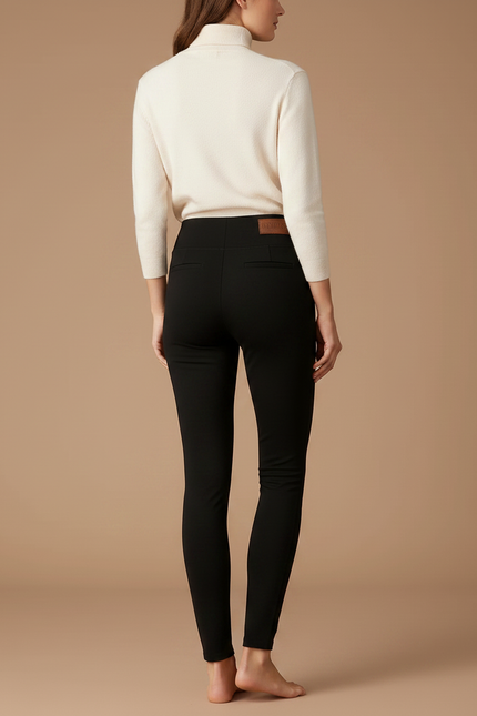 Pantalon Noir Taille Haute Élastique Confortable Femme - Polyester - vue 2