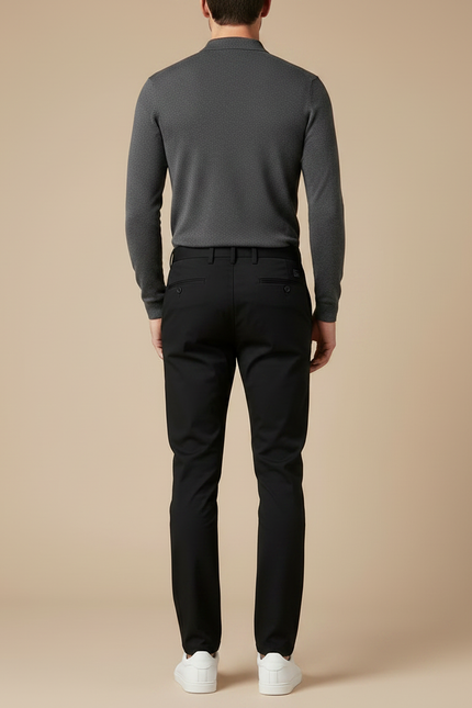 Pantalon Noir Slim Élégant Stretch Classique Homme - Polyester - vue 2