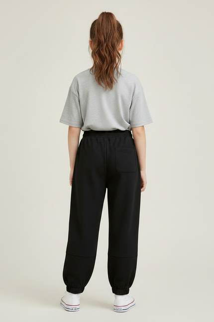 Pantalon Noir Côtelé Ample Jogging Enfant - Cordé - vue 2