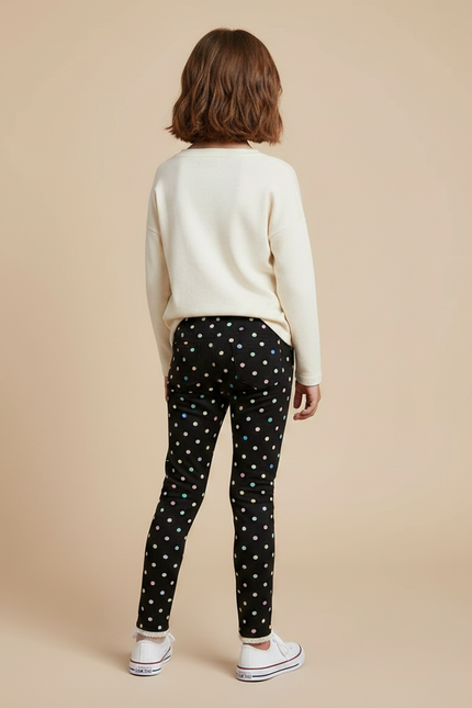 Pantalon Noir Polka Dots Fille Hiver - Maille - vue 2