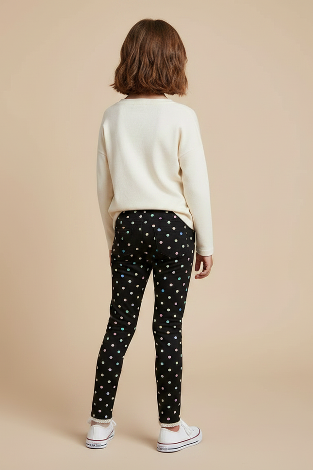Pantalon Noir Polka Dots Fille Hiver - Maille - vue 2