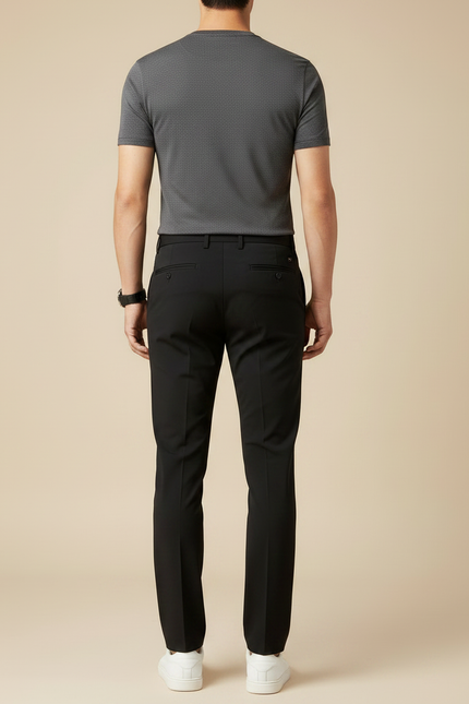 Pantalon Noir Slim Extensible Classique Élégant Homme - Polyester - vue 2