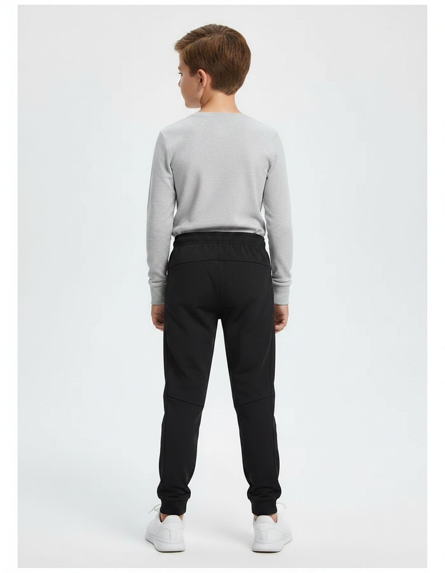 Pantalon Noir Garçon Sport Loisirs Élastique - Polyester - vue 2