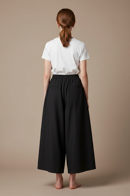 Pantalon Noir Ample Fluide Confortable Femme - Viscose - vue 2