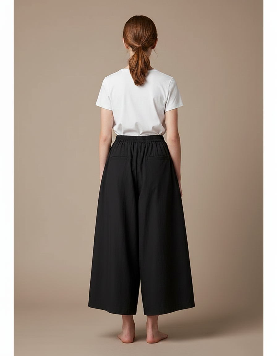 Pantalon Noir Ample Fluide Confortable Femme - Viscose - vue 2
