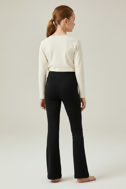 Pantalon Noir Évasé Confortable Fille Yoga Sport - Polyester - vue 2