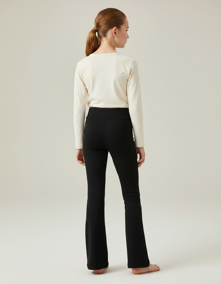 Pantalon Noir Évasé Confortable Fille Yoga Sport - Polyester - vue 2