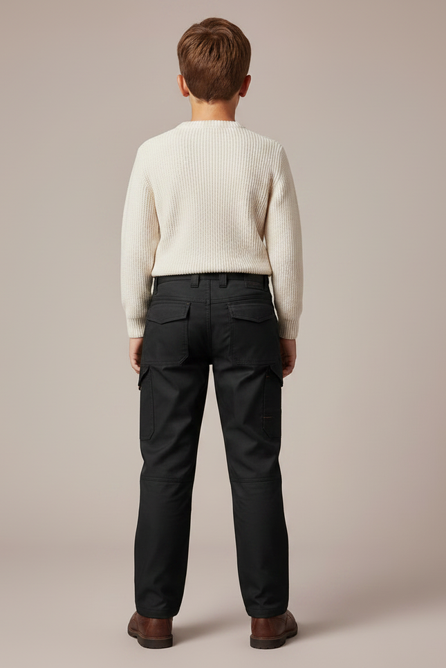 Pantalon Noir Cargo Robuste Enfant Multi-poches - Toile - vue 2