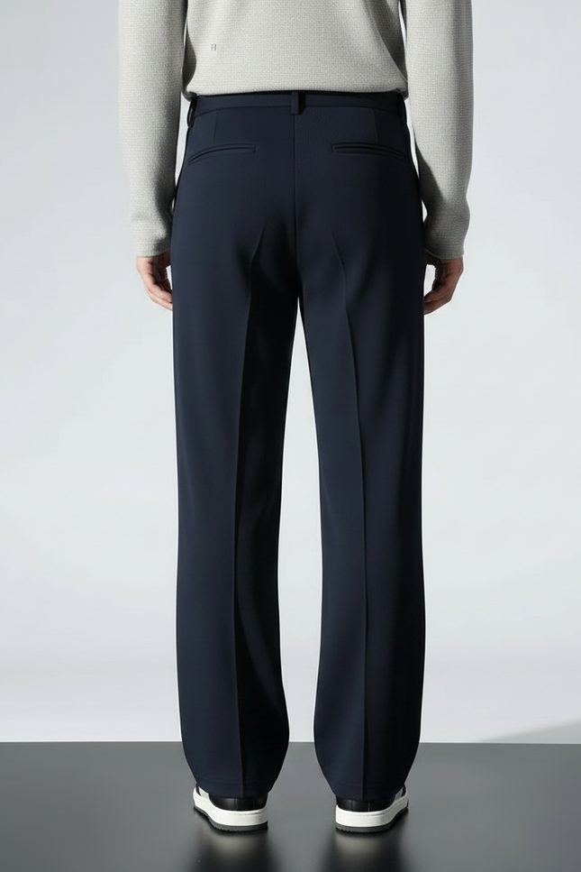 Pantalon Noir Homme Ample Droit Décontracté - Marine Polyester - vue 2