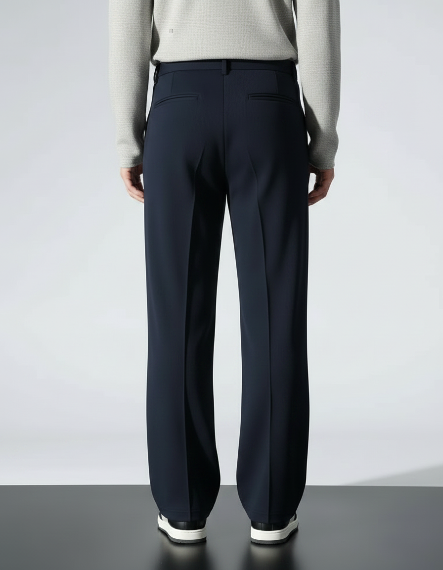 Pantalon Noir Homme Ample Droit Décontracté - Marine Polyester - vue 2