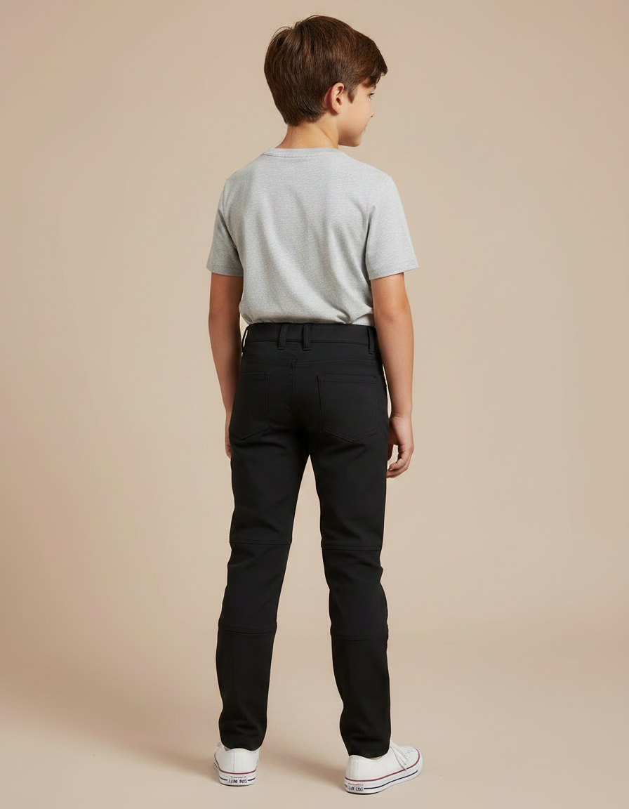 Pantalon Noir Enfant Slim Confortable Décontracté - Polyester - vue 2