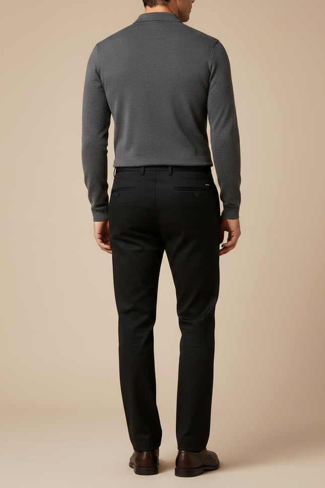 Pantalon De Ville Noir Homme - Gabardine - vue 2