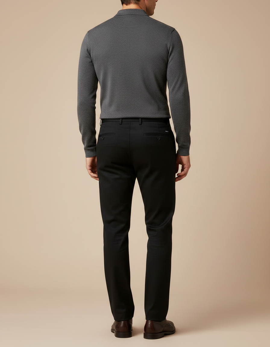 Pantalon De Ville Noir Homme - Gabardine - vue 2