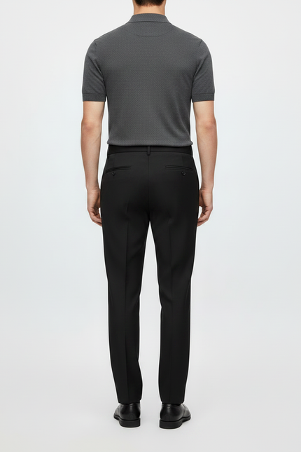 Pantalon Noir Habillé Droit Classique Élégant Homme - Gabardine - vue 2