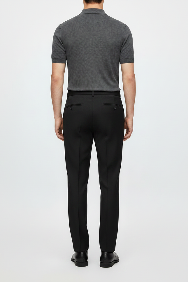 Pantalon Noir Habillé Droit Classique Élégant Homme - Gabardine - vue 2