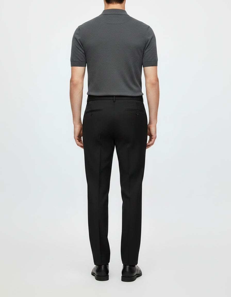 Pantalon Noir Habillé Droit Classique Élégant Homme - Gabardine - vue 2